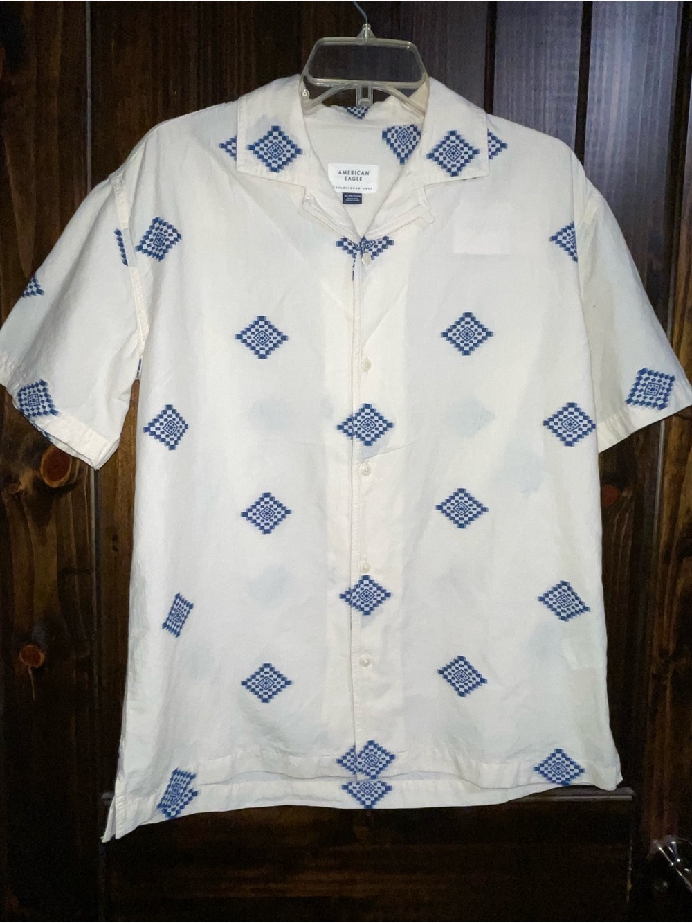 American Eagle Outfitters Casual Cream with Blue Aztec Design Men’s XS